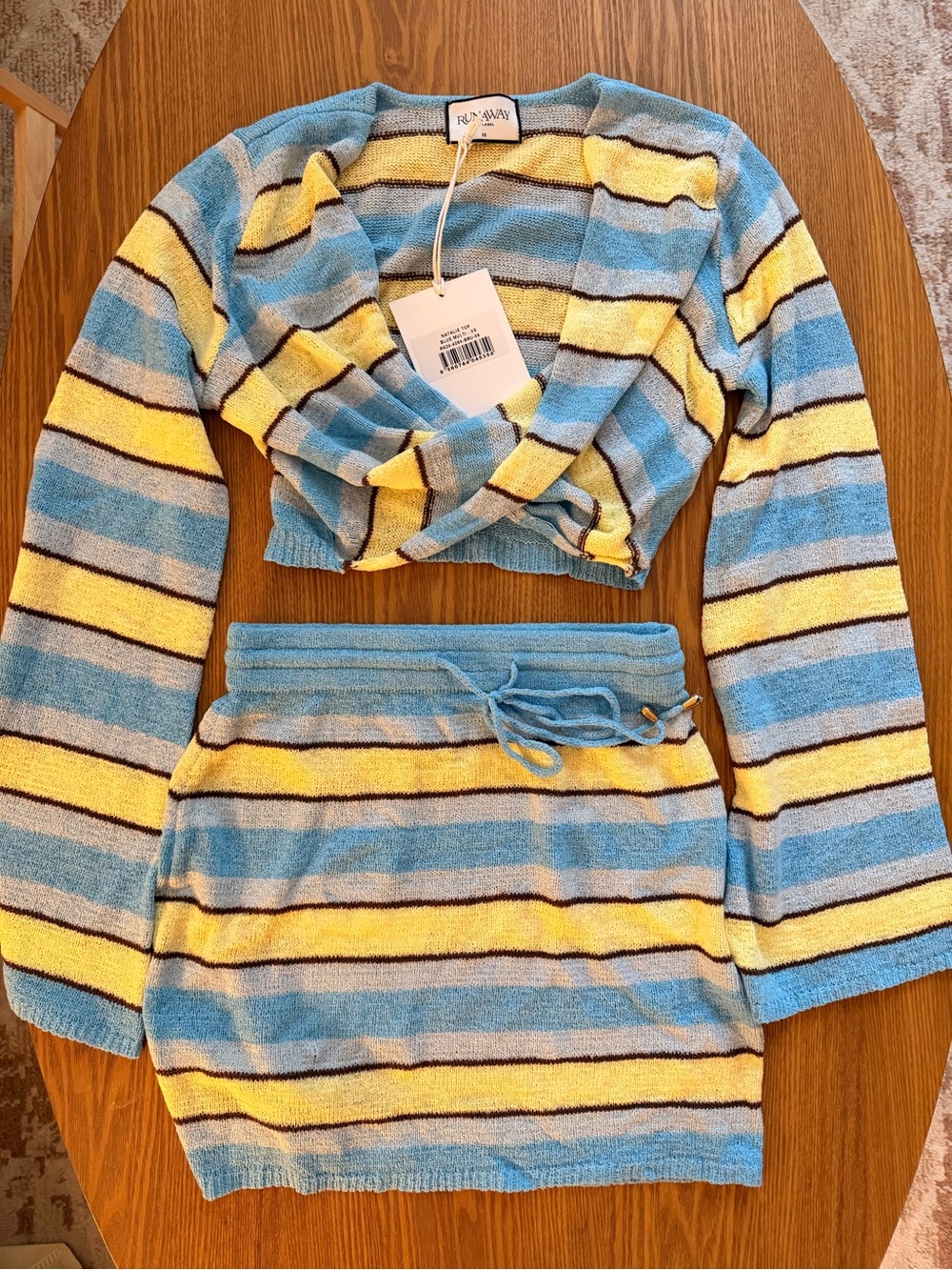 Ronny Kobo Blue & Yellow Striped Women’s Swim Coverup Set